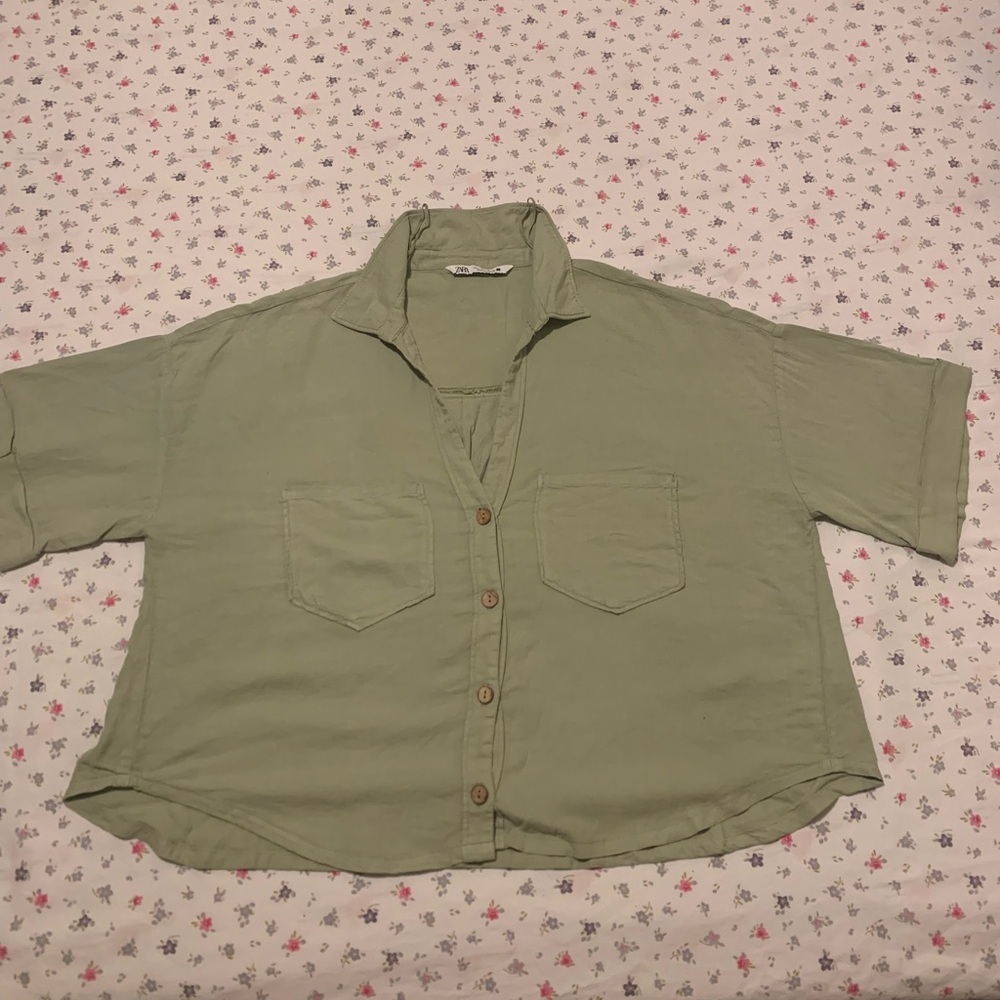 Zara Khaki Green Top